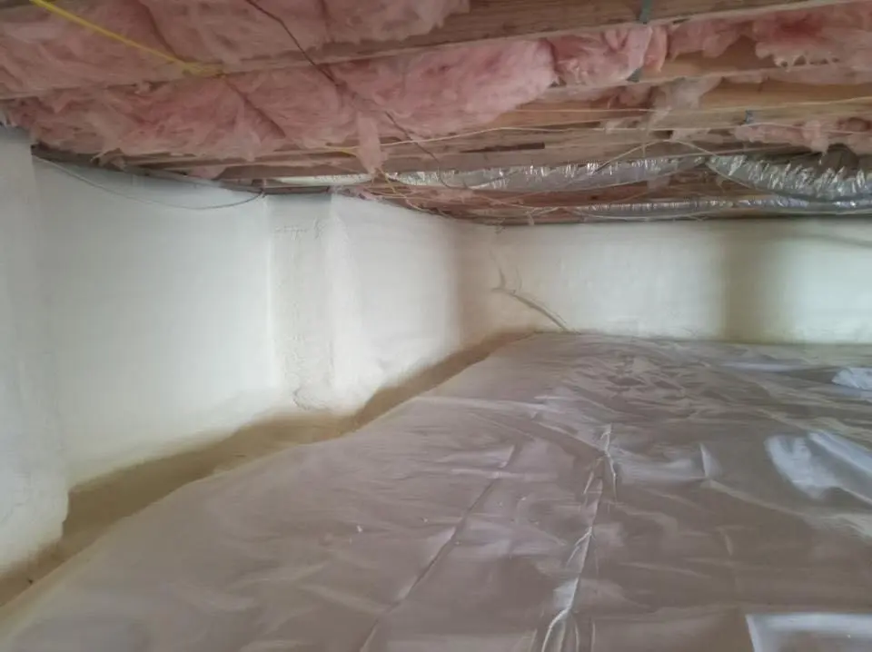 Crawl space encapsulation with closed-cell spray foam for Flat Roof Repair in Exeter